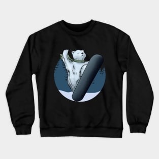 Funny polar bear as a snowboarder Crewneck Sweatshirt